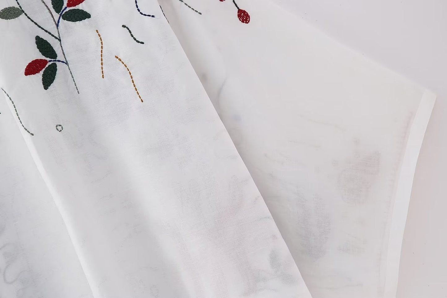 V-neck Embroidery Breasted Shirt High Waist Embroidery Skirt Suit BAZONA