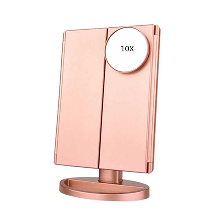 24 LED Magnifying Lighted Cosmetic Makeup Mirror Tabletop Tri-fold Touch Screen Mirror Touch Screen BAZONA