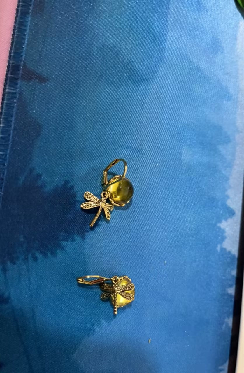 Fashion Jewelry Women's Earrings Hanging Vintage Dragonfly Pendant Earring Boho Chakra Blue Moonstone Drop Earrings For Women Wedding Charm Ethnic Jewellery BAZONA