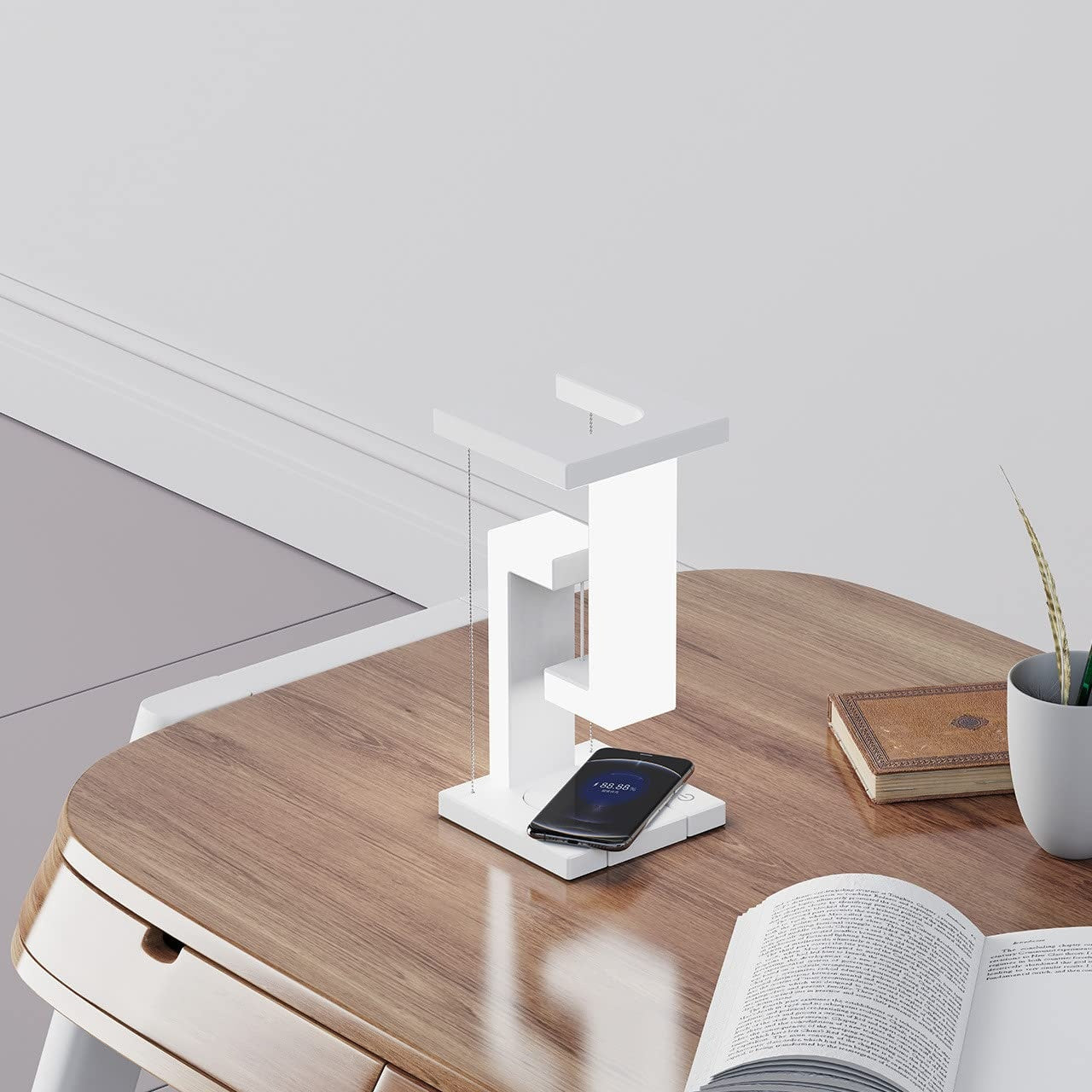 Creative Smartphone Wireless Charging Suspension Table Lamp Balance Lamp Floating For Home Bedroom BAZONA