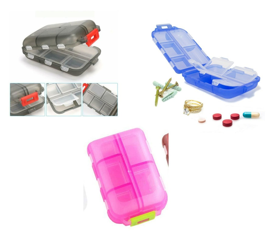 Travel Pill Organizer 10 Grid Moisture Proof Pills Box For Pocket Purse Daily Pill Case Portable Medicine Vitamin Holder Container BAZONA