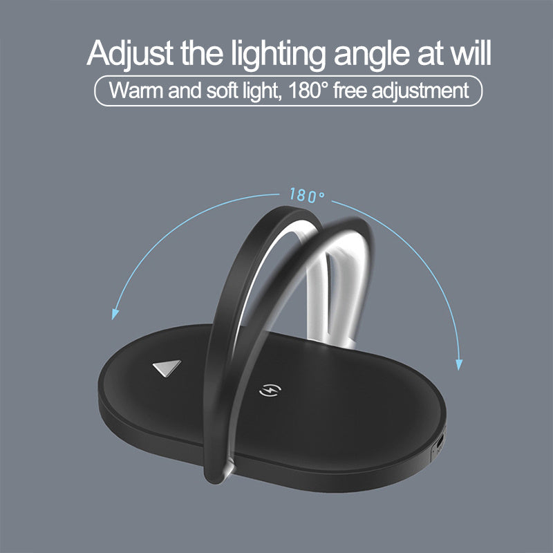 3 In 1 Foldable Wireless Charger Night Light Wireless Charging Station Stonego LED Reading Table Lamp 15W Fast Charging Light BAZONA