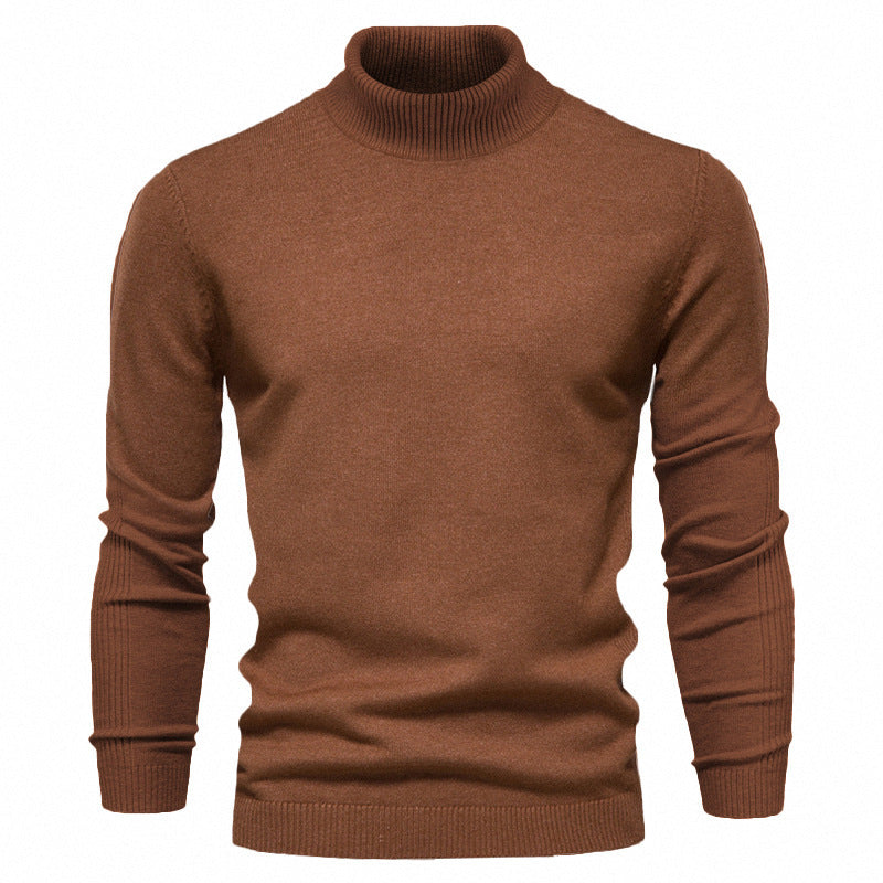 Men's Solid Color Slim Pullover Turtleneck Sweater Winter Casual Tops Clothing BAZONA