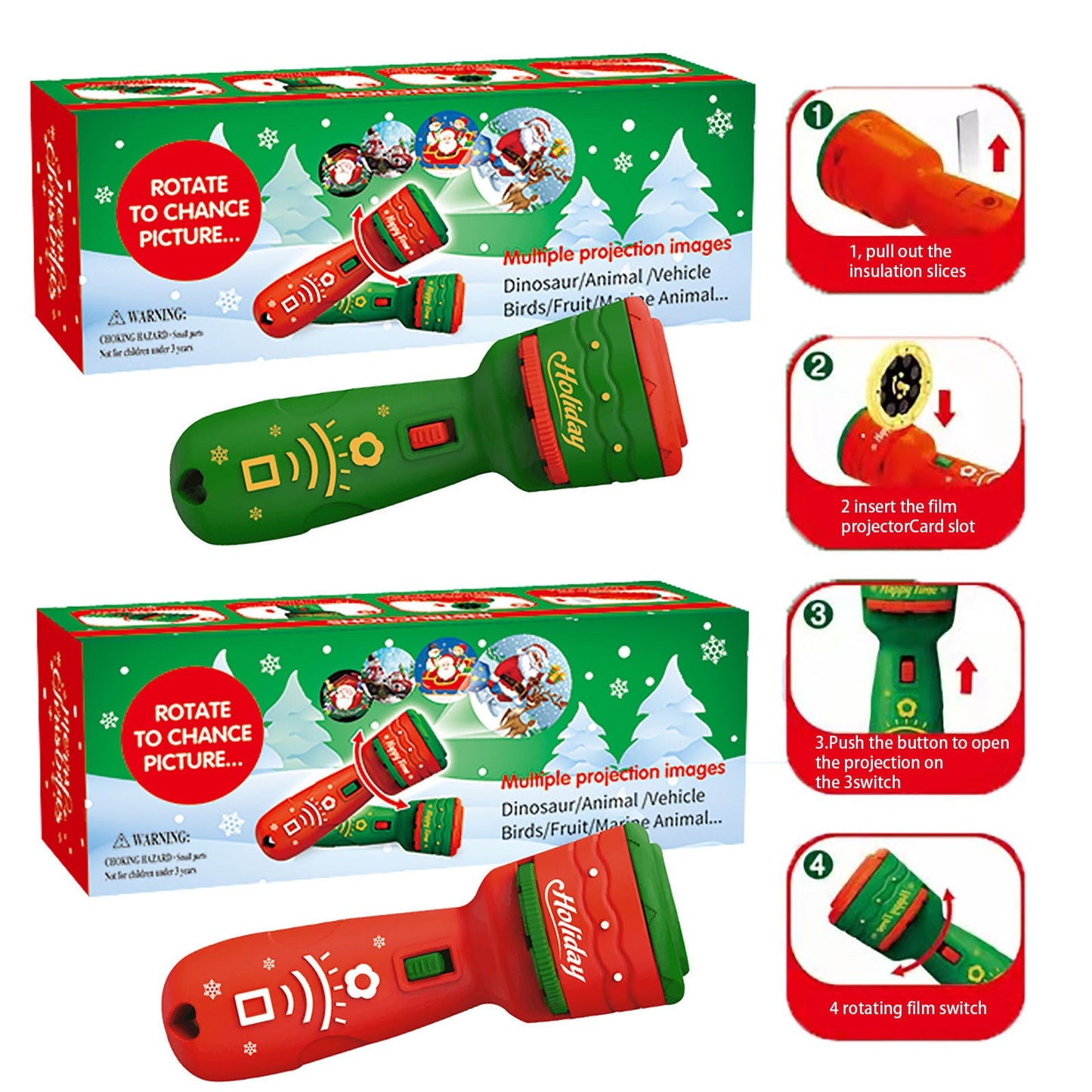 Santa Christmas Tree Flashlight Projector Torch Lamp Toy Early Education Toy For Kid Holiday Birthday Xmas Gift BAZONA