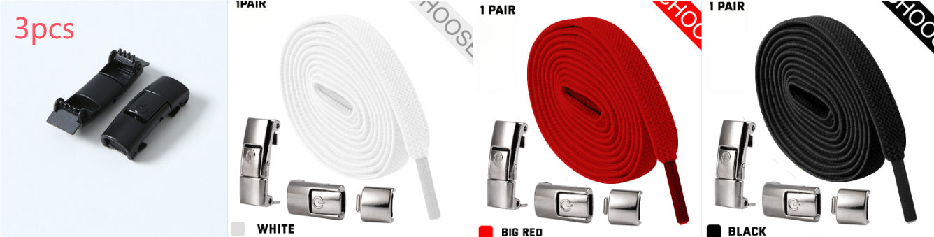 Elastic Press Lock Shoelaces – No-Tie, Wide Flat Laces for Kids & Adults