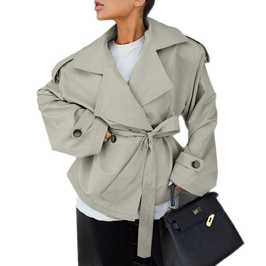 Loose Waistband Long Sleeve Trench Coat Casual Jacket BAZONA