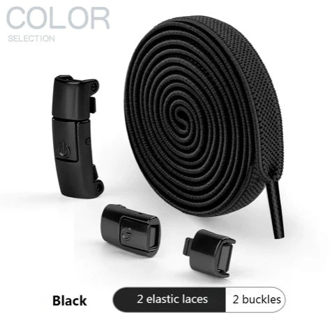 Elastic Press Lock Shoelaces – No-Tie, Wide Flat Laces for Kids & Adults