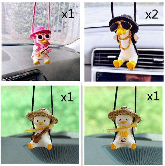Cowboy Pistol Duck Car Mirror Pendant – Funny & Cool Anime-Inspired Car Decor
