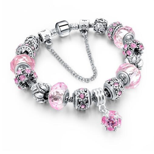 Crystal Beads Bracelets & Bangles Snake Chain Charm Bracelets For Women Jewellery BAZONA