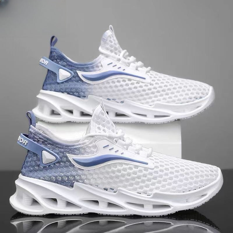 Men's Lace-up Sneakers Mesh Sports Shoes Fashion Hollow-sole Low Top Running Shoes BAZONA