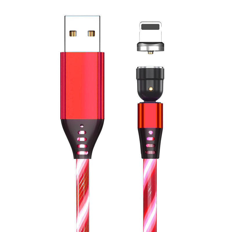 540 Rotate Luminous Magnetic Cable 3A Fast Charging Mobile Phone Charge Cable For LED Micro USB Type C For I Phone Cable BAZONA