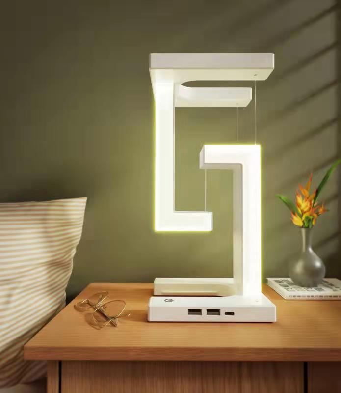 Creative Smartphone Wireless Charging Suspension Table Lamp Balance Lamp Floating For Home Bedroom BAZONA