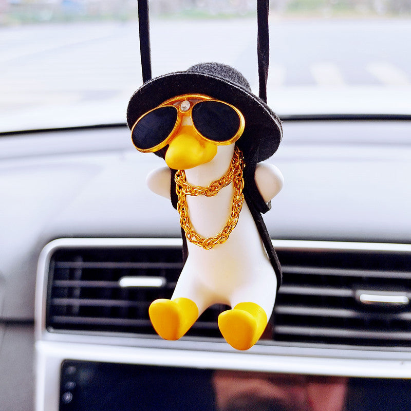 Cowboy Pistol Duck Car Mirror Pendant – Funny & Cool Anime-Inspired Car Decor