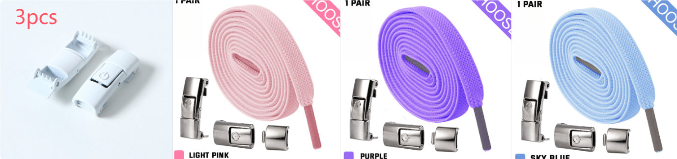 Elastic Press Lock Shoelaces – No-Tie, Wide Flat Laces for Kids & Adults