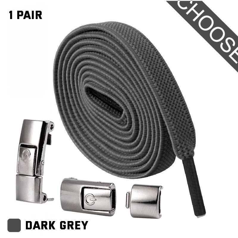 Elastic Press Lock Shoelaces – No-Tie, Wide Flat Laces for Kids & Adults
