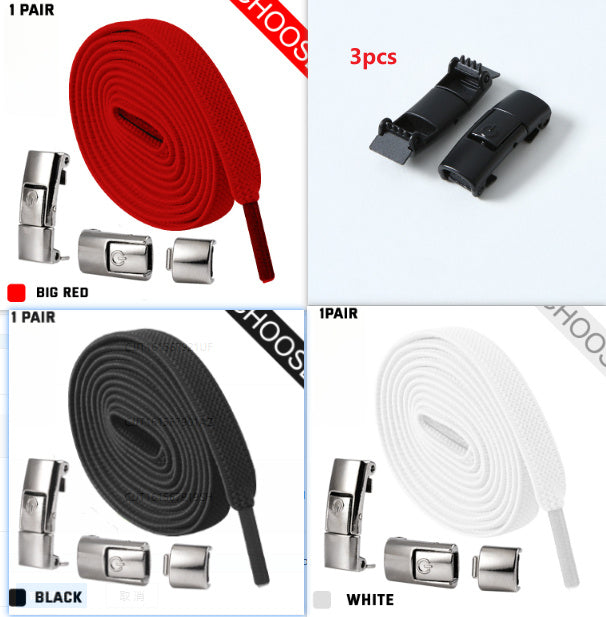 Elastic Press Lock Shoelaces – No-Tie, Wide Flat Laces for Kids & Adults