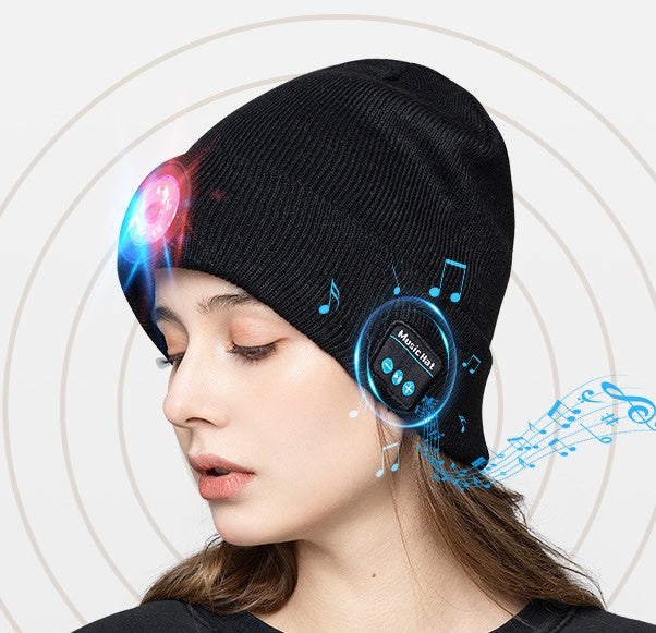 Glow Wireless Music Call Night Run Outdoor Lighting Warm Earphone Hat BAZONA