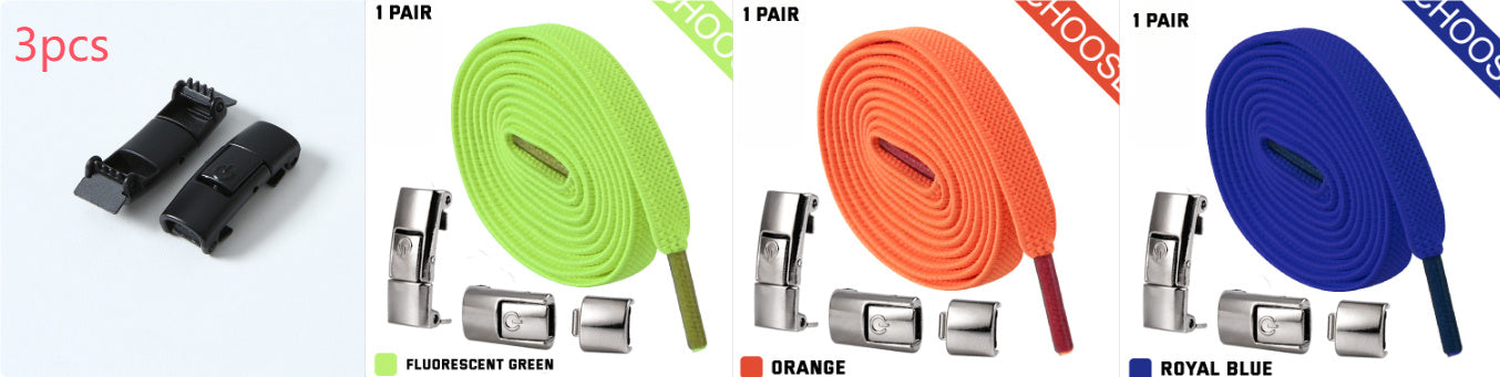 Elastic Press Lock Shoelaces – No-Tie, Wide Flat Laces for Kids & Adults