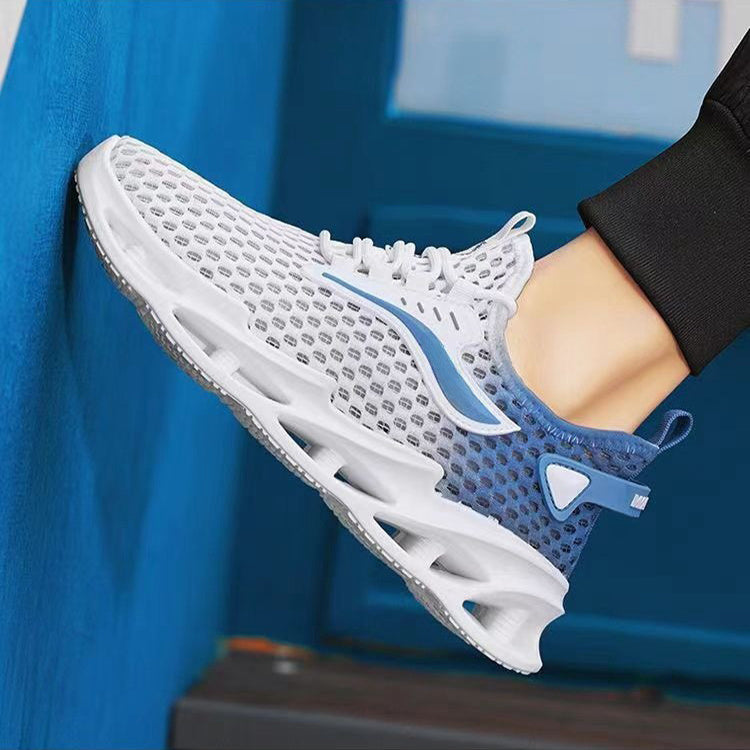 Men's Lace-up Sneakers Mesh Sports Shoes Fashion Hollow-sole Low Top Running Shoes BAZONA