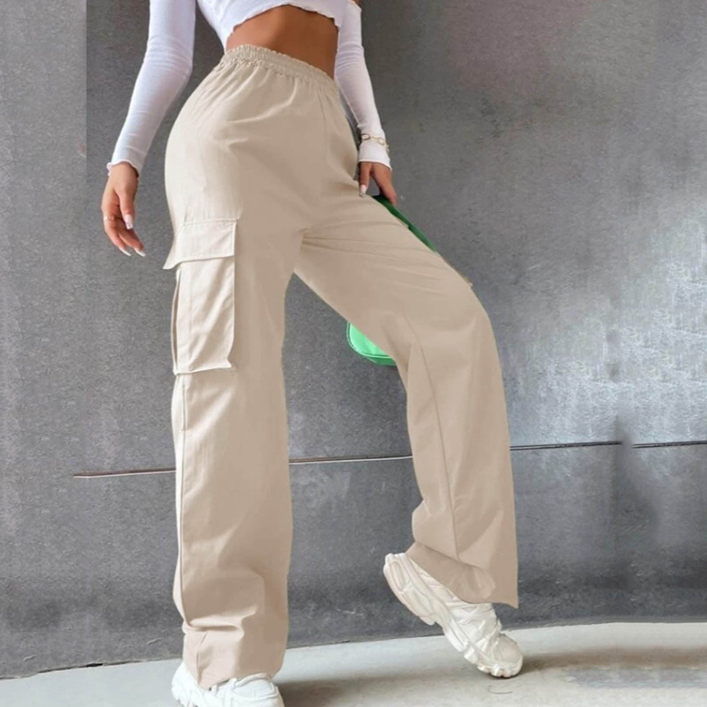Beltless Trousers High Waist Wide Leg Straight BAZONA