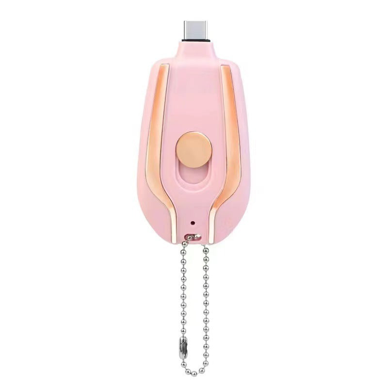 1500mAh Mini Power Emergency Pod Keychain Charger With Type-C Ultra-Compact Mini Battery Pack Fast Charging Backup Power Bank BAZONA