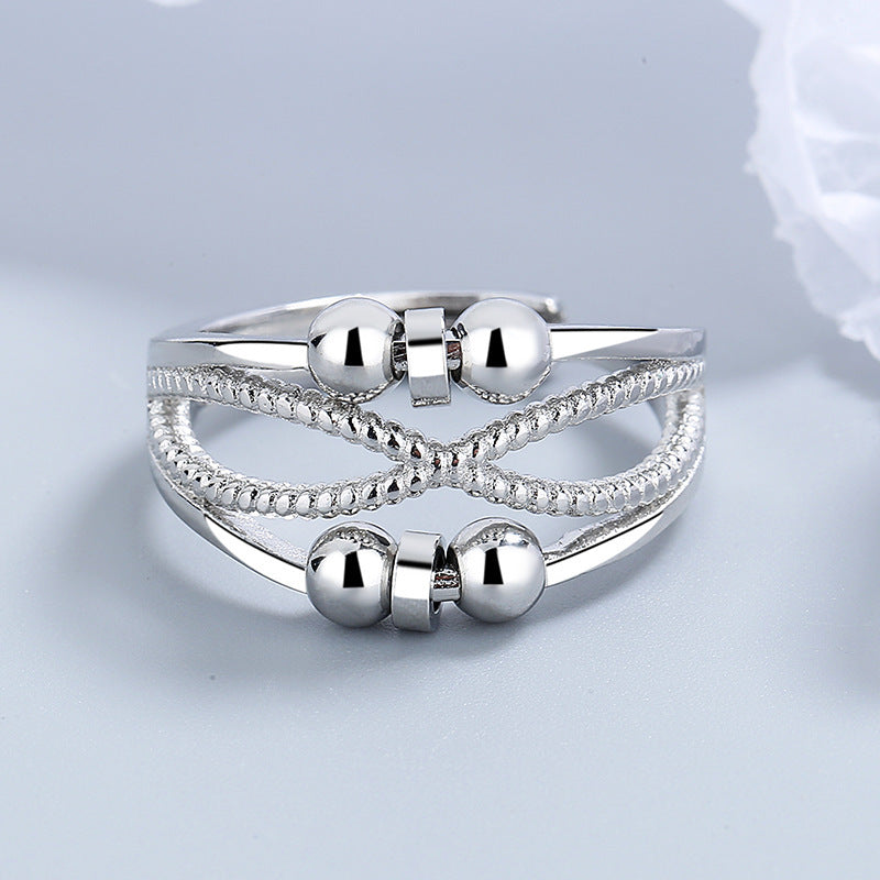 Rotatable Ring With Open Design Fashion Double-layered Hollow Line Anxiety Relief Rings For Women - bazona.com