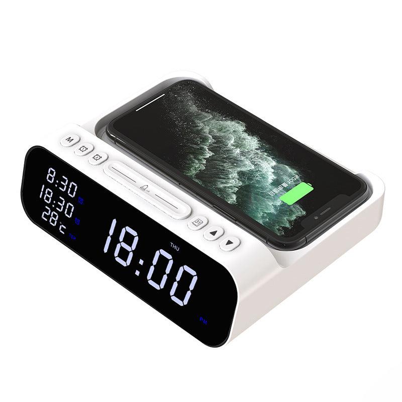 15W Three-in-one Wireless Charger Temperature Tester Multi Alarm Clock Fast Charging Mobile Phone Usb Charger Charging Station BAZONA