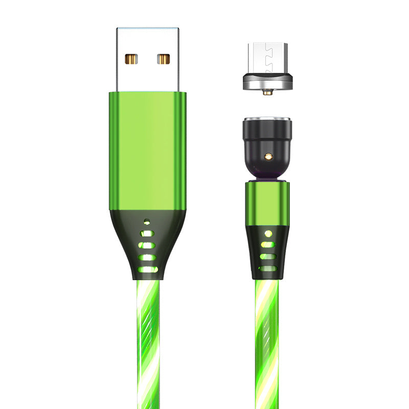 540 Rotate Luminous Magnetic Cable 3A Fast Charging Mobile Phone Charge Cable For LED Micro USB Type C For I Phone Cable BAZONA