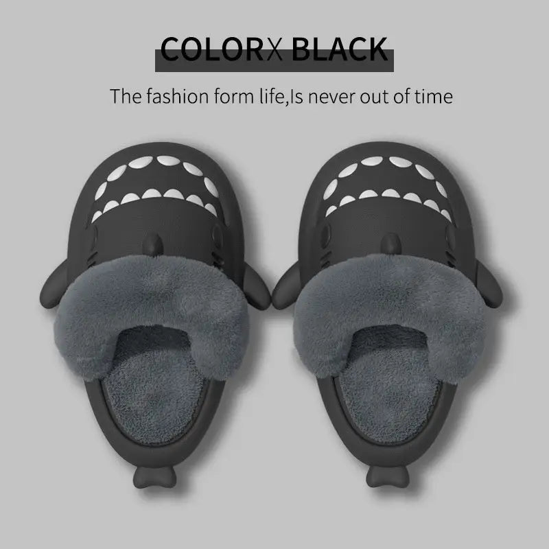 Winter Shark Slippers Detachable Warm Fuzzy Slippers Bedroom House Shoes Women