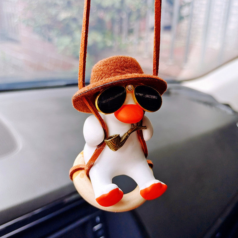 Cowboy Pistol Duck Car Mirror Pendant – Funny & Cool Anime-Inspired Car Decor