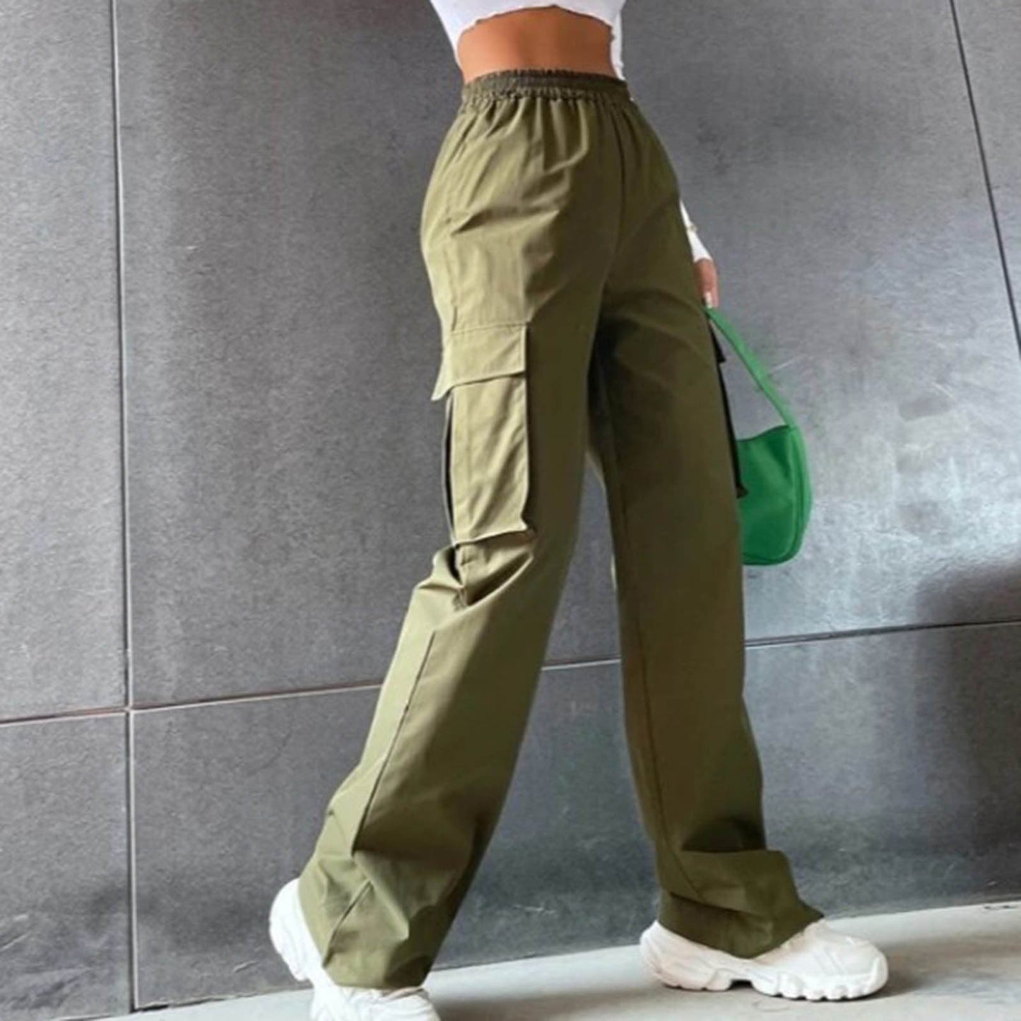 Beltless Trousers High Waist Wide Leg Straight BAZONA