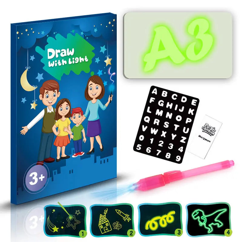 Educational Toy Drawing Pad 3D Magic 8 Light Effects Puzzle Board Sketchpad - bazona.com