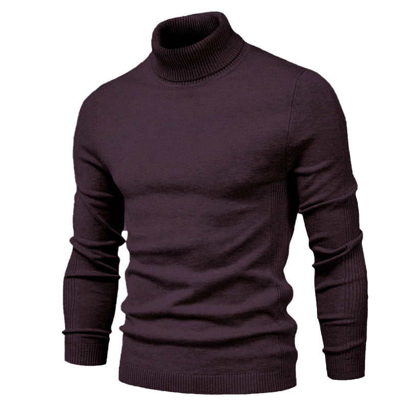 Men's Solid Color Slim Pullover Turtleneck Sweater Winter Casual Tops Clothing BAZONA