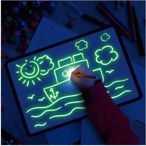 Educational Toy Drawing Pad 3D Magic 8 Light Effects Puzzle Board Sketchpad - bazona.com