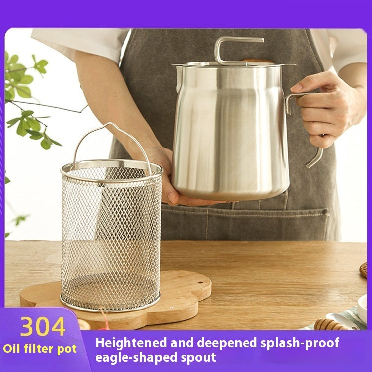 304 Stainless Steel Versatile Oil Filter Vessel Large Capacity With Filter Frying Basket Deep Fryer Separating Grease Separator BAZONA