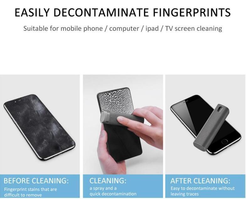 2 In 1 Phone Computer Screen Cleaner Kit For Screen Dust Removal Microfiber Cloth Set BAZONA