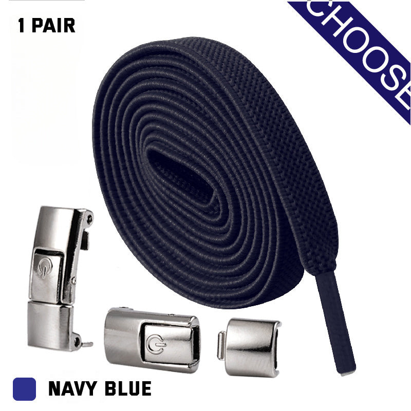Elastic Press Lock Shoelaces – No-Tie, Wide Flat Laces for Kids & Adults