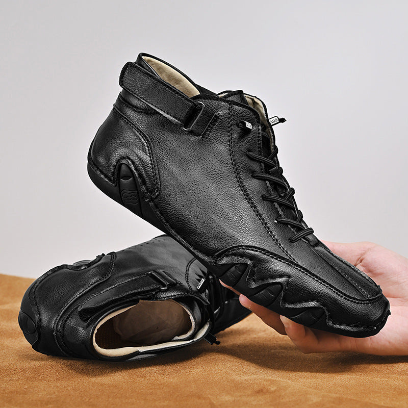 Men Ankle Boots Autumn Winter Suede Velcro Shoes Fashion Lace-up Sneakers BAZONA