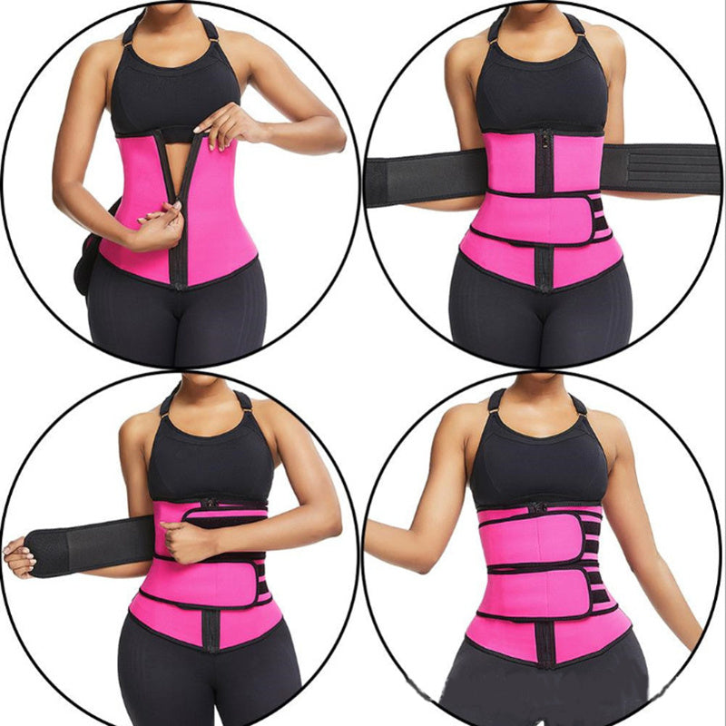 Tummy Sweat Shapewear Bodysuits Women Waist Trainer Slimming 2-3 Belts Workout Shaper Corset BAZONA
