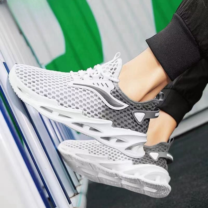 Men's Lace-up Sneakers Mesh Sports Shoes Fashion Hollow-sole Low Top Running Shoes BAZONA