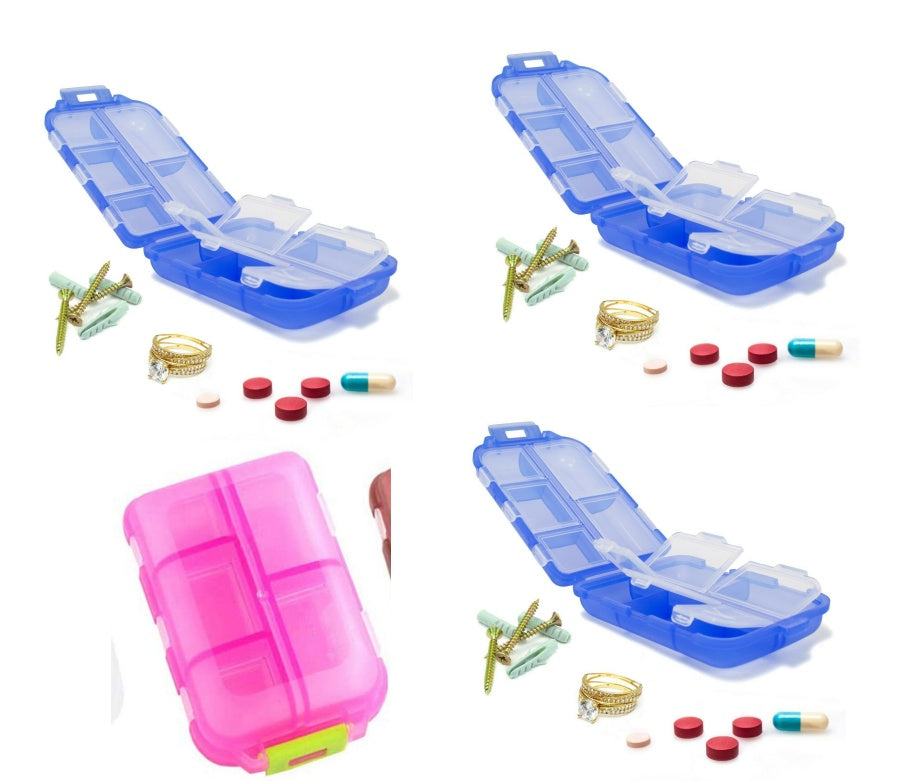 Travel Pill Organizer 10 Grid Moisture Proof Pills Box For Pocket Purse Daily Pill Case Portable Medicine Vitamin Holder Container BAZONA