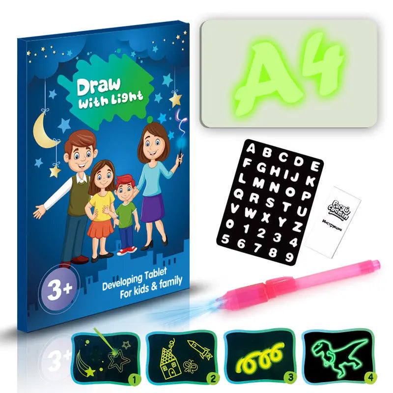 Educational Toy Drawing Pad 3D Magic 8 Light Effects Puzzle Board Sketchpad - bazona.com