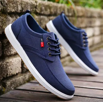 Men's Lace-up Canvas Shoes Casual Men Breathable Walking Flats Shoes