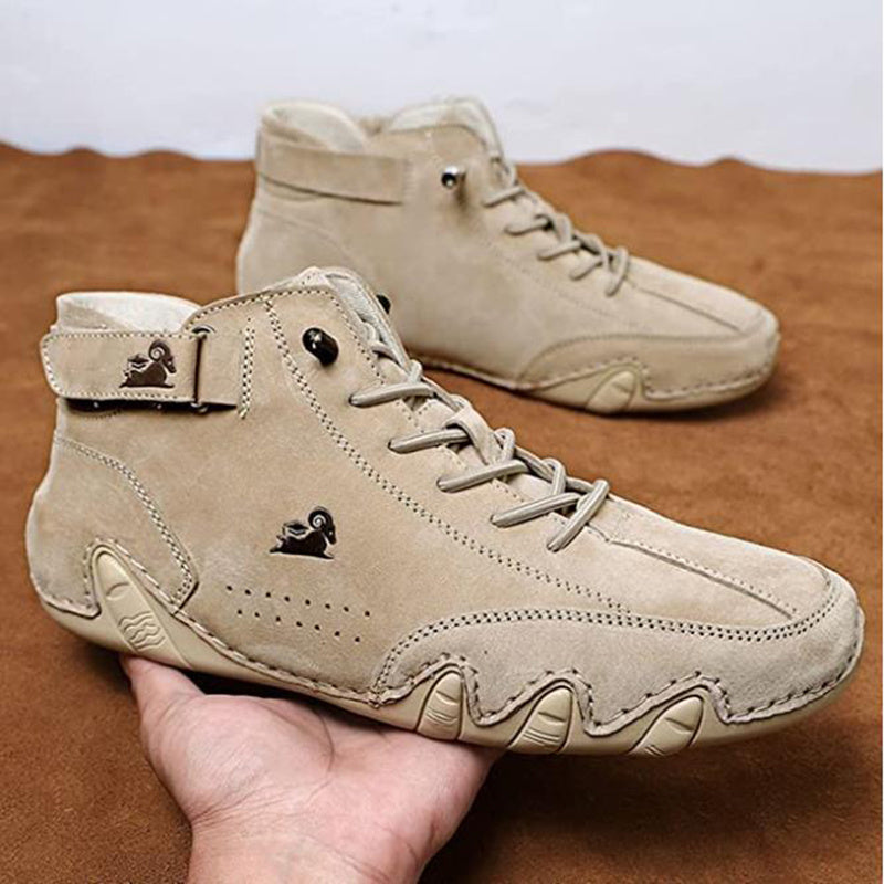 Men Ankle Boots Autumn Winter Suede Velcro Shoes Fashion Lace-up Sneakers BAZONA