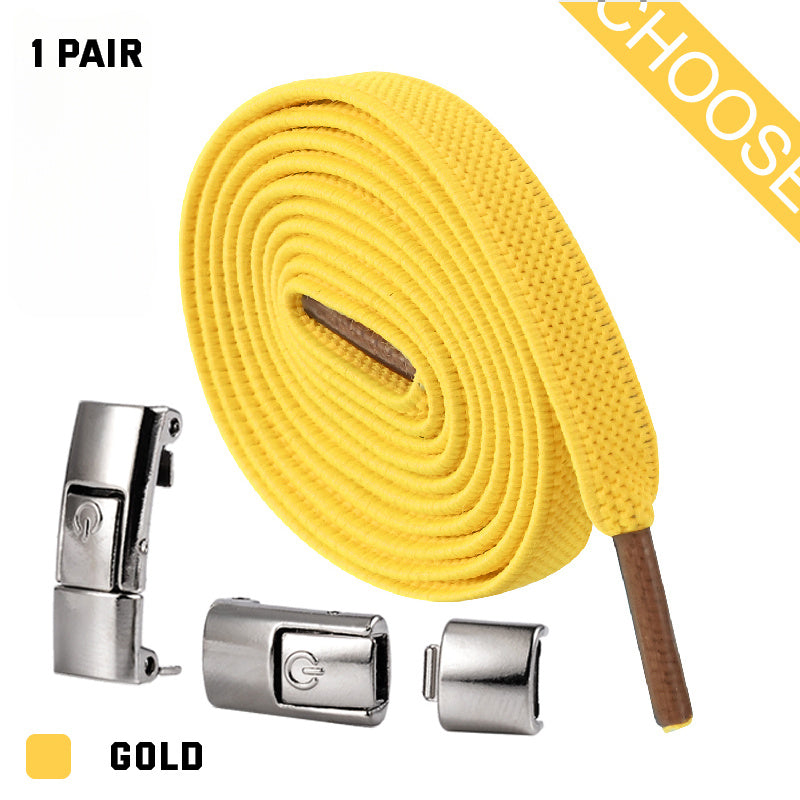 Elastic Press Lock Shoelaces – No-Tie, Wide Flat Laces for Kids & Adults