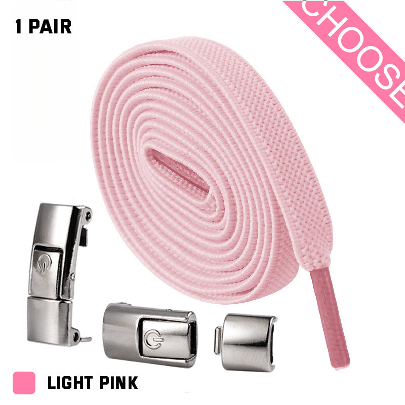 Elastic Press Lock Shoelaces – No-Tie, Wide Flat Laces for Kids & Adults
