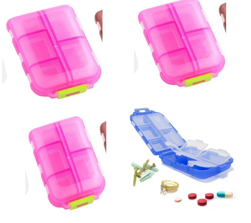 Travel Pill Organizer 10 Grid Moisture Proof Pills Box For Pocket Purse Daily Pill Case Portable Medicine Vitamin Holder Container BAZONA
