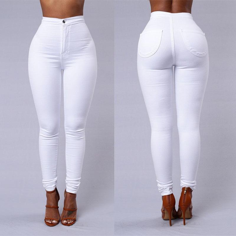 Casual Pants For Women High Waist Stretch Slim Trouser Skinny Candy Color Jeans BAZONA