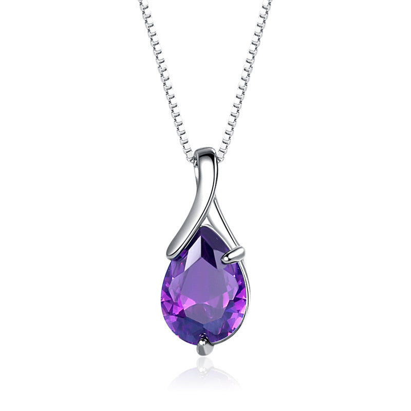 Sterling Silver S925 Pendant Vintage Amethyst Elegant Women's Jewellery BAZONA