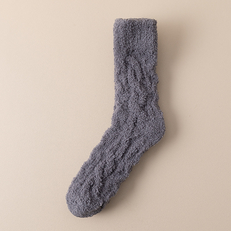 Winter Warm Fuzzy Coral Fleece Socks Women Men Velvet Thickened Home Sleepping Floor Socks BAZONA